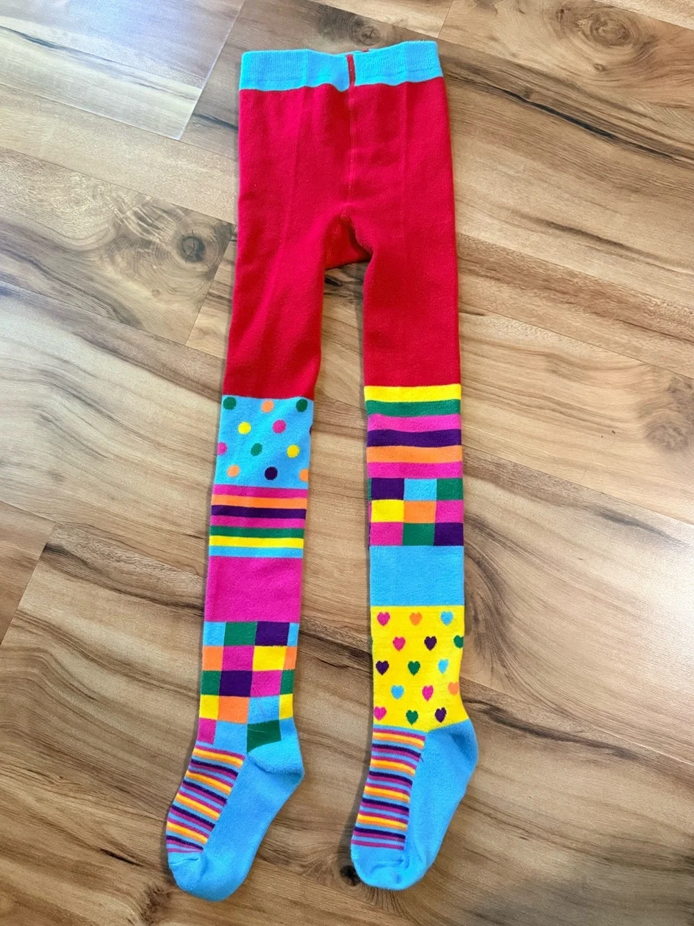Spring Autumn Colorful Kids Tights Size 8-9 Rainbow Patchwork‎ Stockings Fun